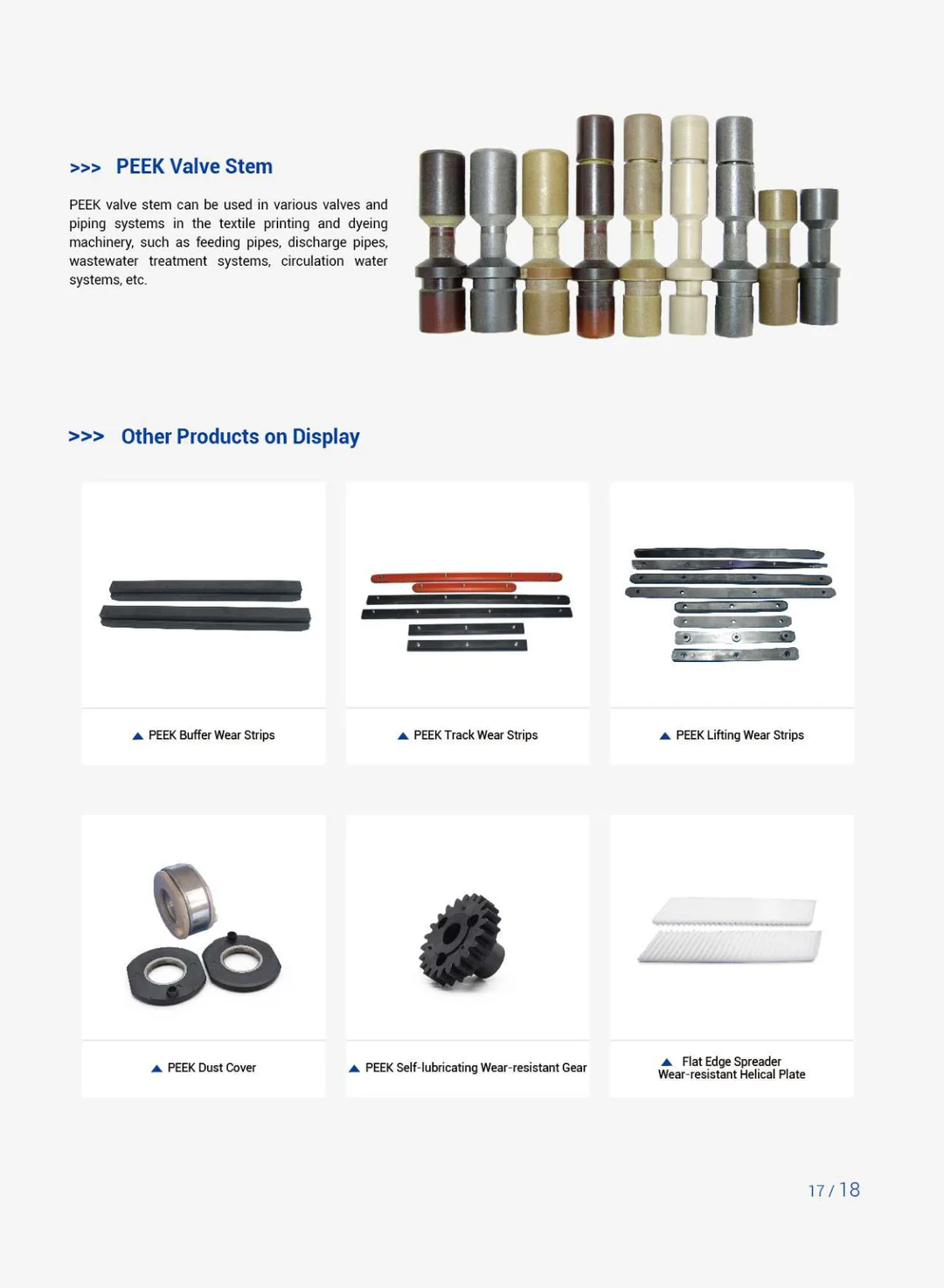 PEEK is used in textile printing and dyeing machinery industry