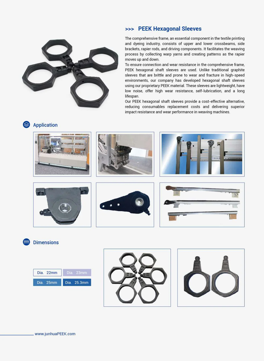 PEEK is used in textile printing and dyeing machinery industry